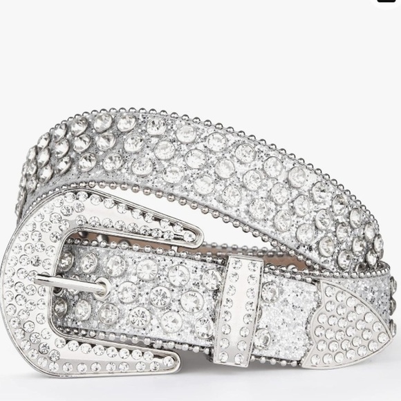 WESTERN RODEO STYLE UNISEX FASHION ALLIGATOR PRINT LEATHER RHINESTONE BELT. - Picture 1 of 7